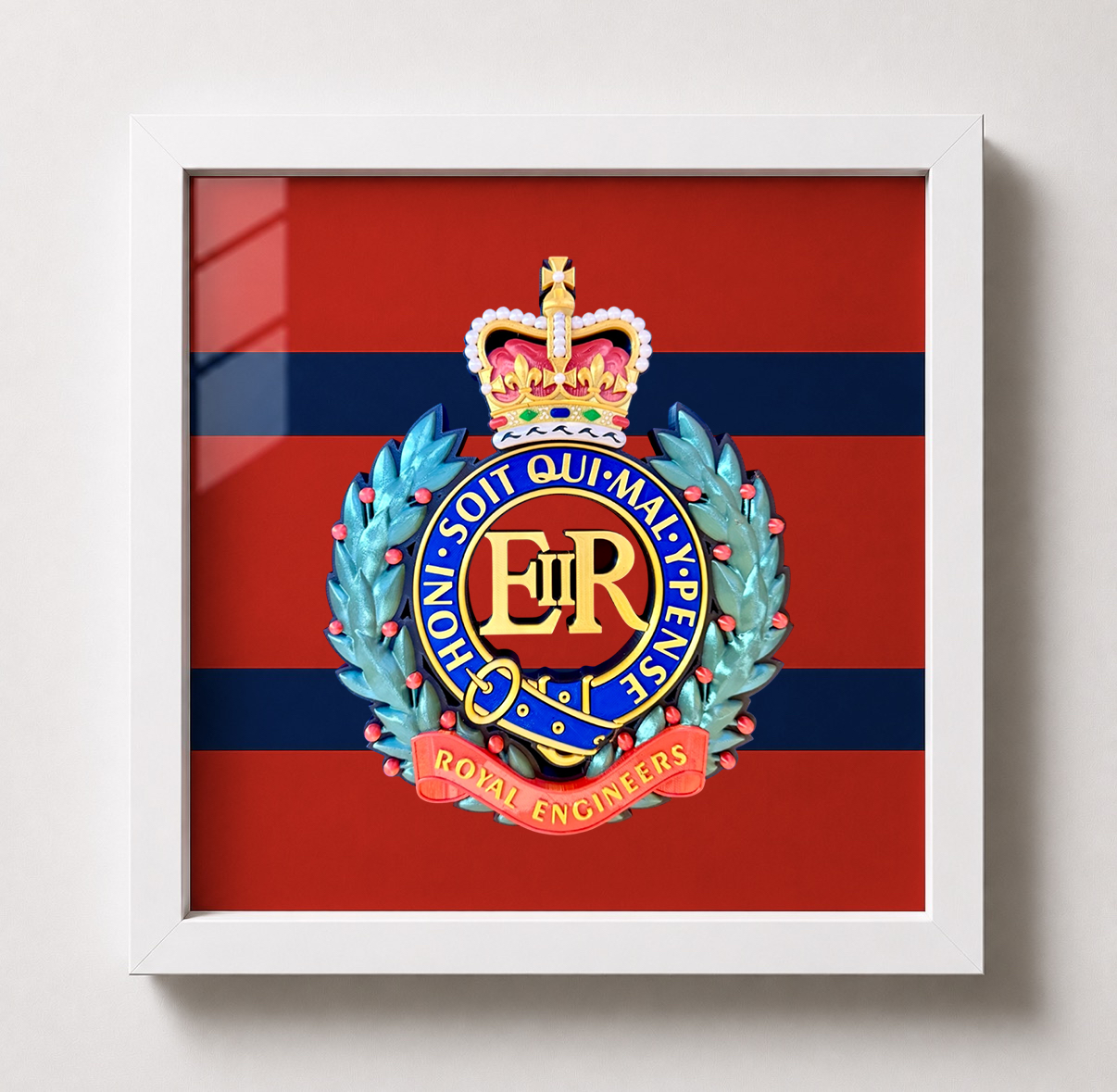Royal Engineers Queen's Crown Cap Badge Display Frame | Officially Licensed