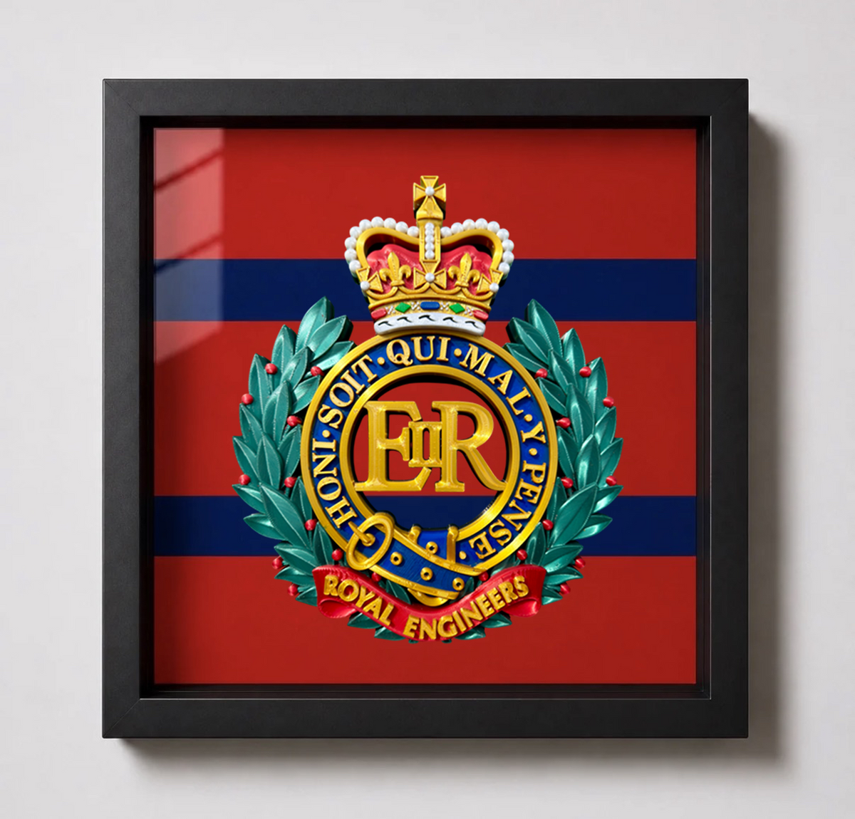 Royal Engineers Queen's Crown Cap Badge Display Frame | Officially Licensed