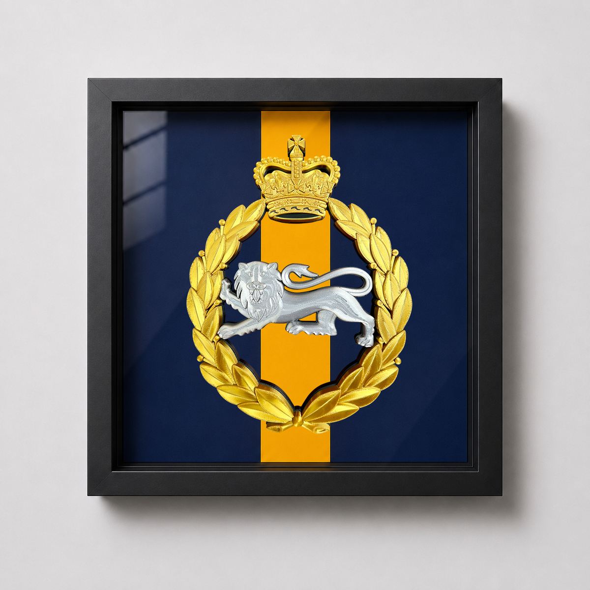 King's Own Royal Border Regiment Silver & Gold Cap Badge & Stable Belt Display Frame | Officially Licensed