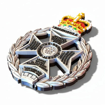 Royal Green Jackets Silver Black Coloured Crown Cap Badge