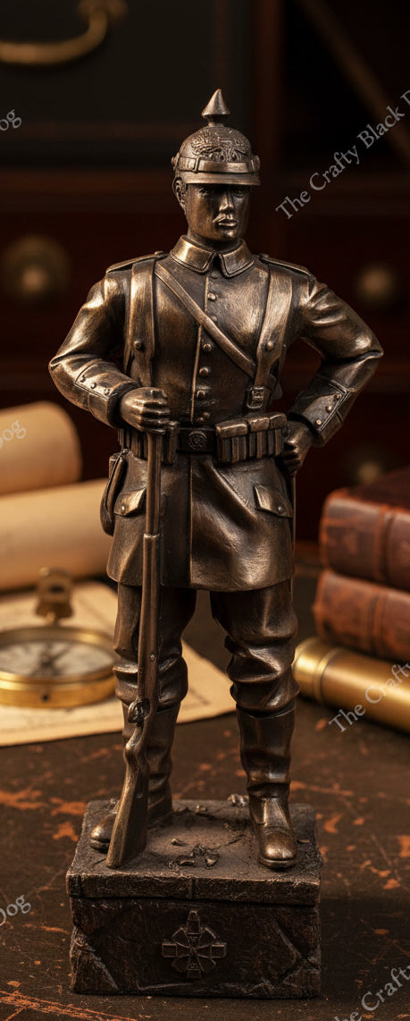 WW1 German Soldier Cold Cast Bronze Statue | Handmade in England