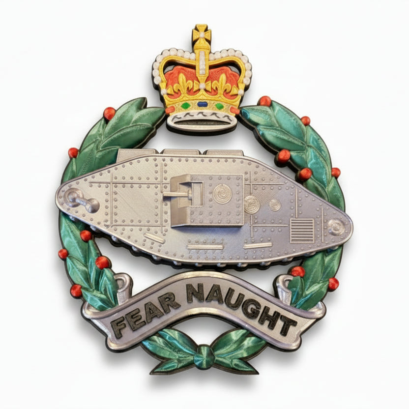 Royal Tank Regiment 3D Printed Cap Badge Queen's Crown