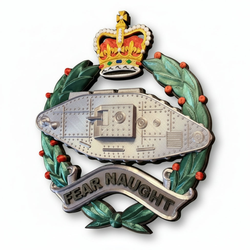 Royal Tank Regiment 3D Printed Cap Badge Queen's Crown