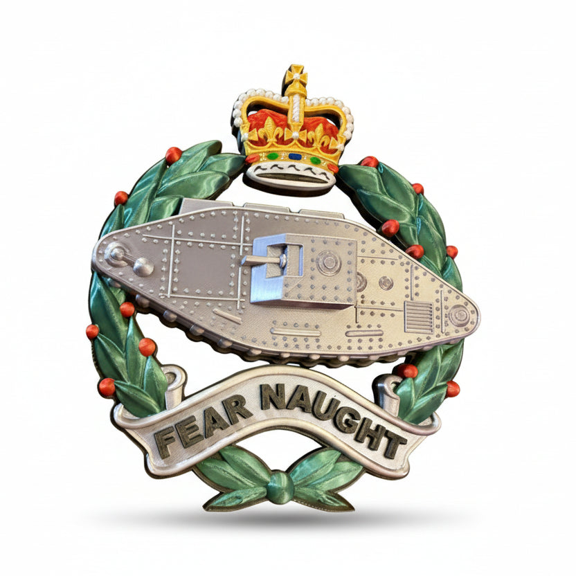 Royal Tank Regiment 3D Printed Cap Badge Queen's Crown