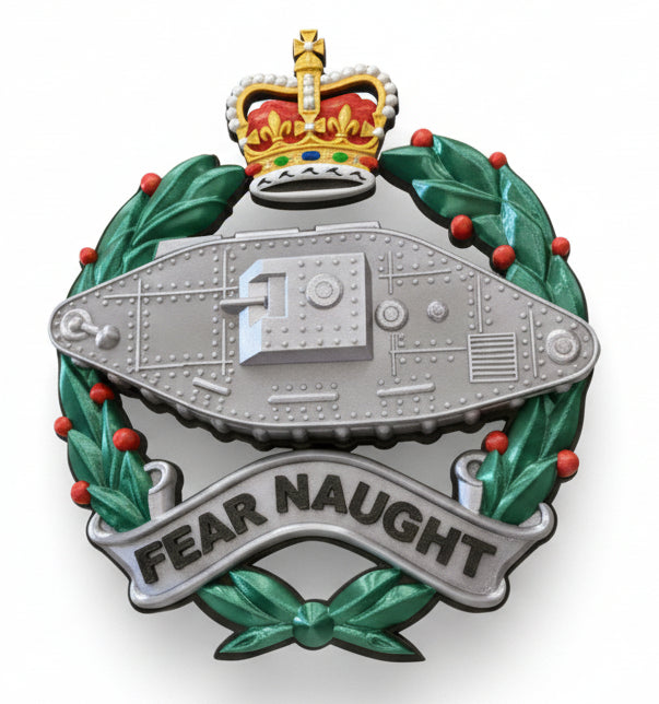 Royal Tank Regiment 3D Printed Cap Badge Queen's Crown