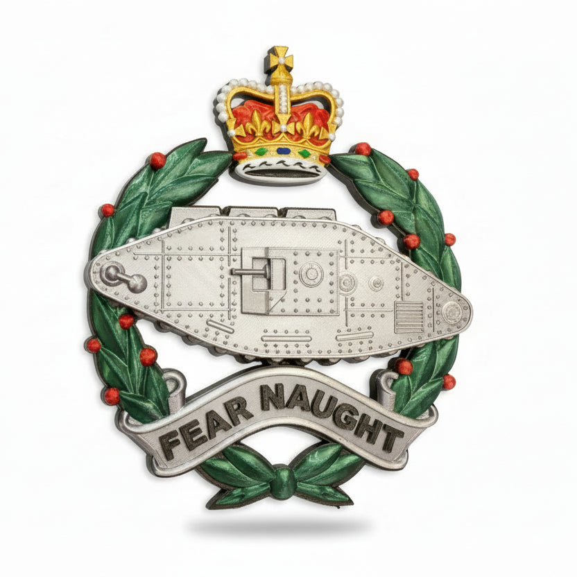 Royal Tank Regiment 3D Printed Cap Badge Queen's Crown