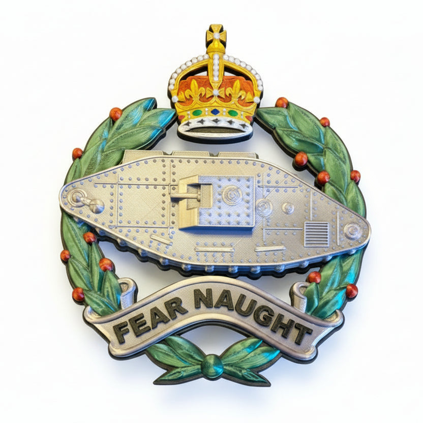 Royal Tank Regiment 3D Printed Cap Badge King's Crown
