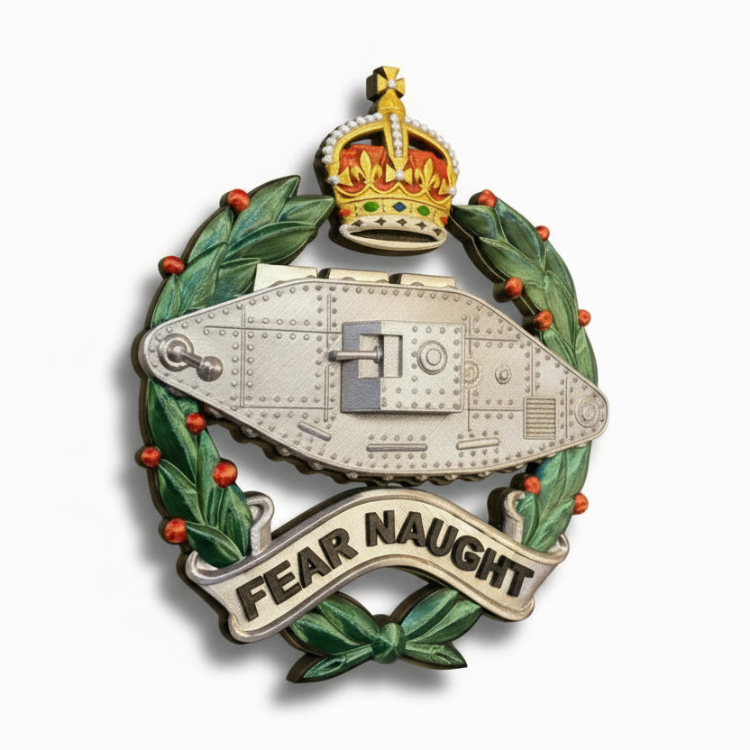 Royal Tank Regiment 3D Printed Cap Badge King's Crown