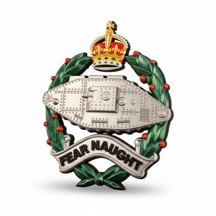 Royal Tank Regiment 3D Printed Cap Badge King's Crown