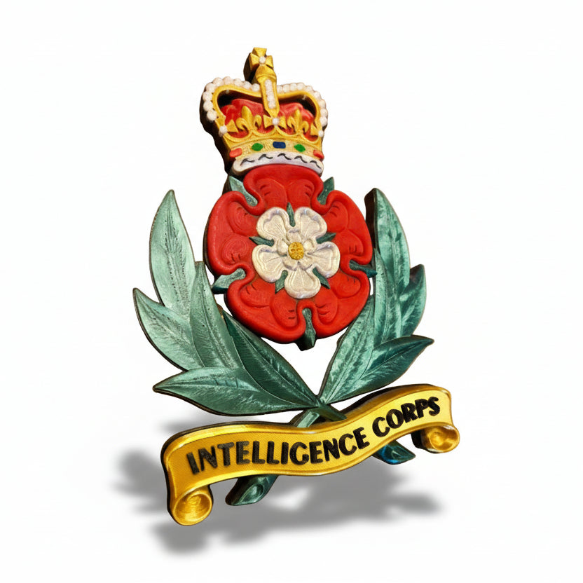 Intelligence Corps 3D Printed Cap Badge Queen's Crown