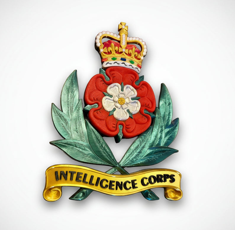 Intelligence Corps 3D Printed Cap Badge Queen's Crown