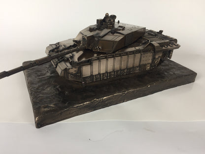 Challenger 2 Desertised Main Battle Tank Cold Cast Bronze Statue | Handmade in England