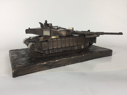 Challenger 2 Desertised Main Battle Tank Cold Cast Bronze Statue | Handmade in England