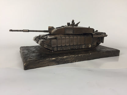 Challenger 2 Desertised Main Battle Tank Cold Cast Bronze Statue | Handmade in England