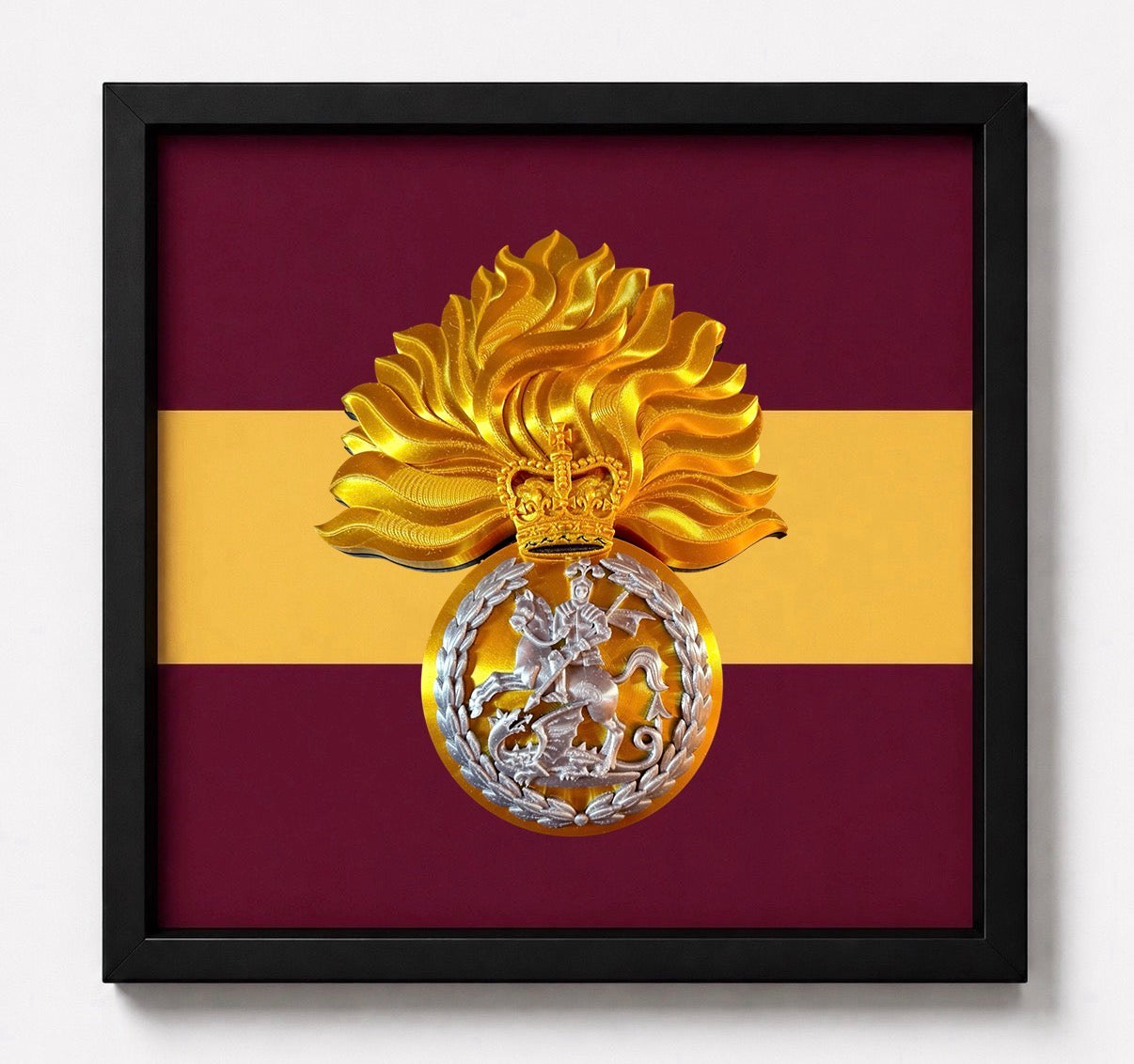 Royal Regiment of Fusiliers Grenade Display Frame – Queen's Crown | Officially Licensed