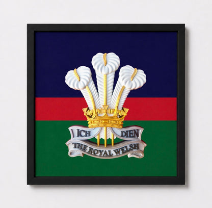 Royal Welsh Cap Badge Display Frame | Silver, Gold & White | MOD-Licensed