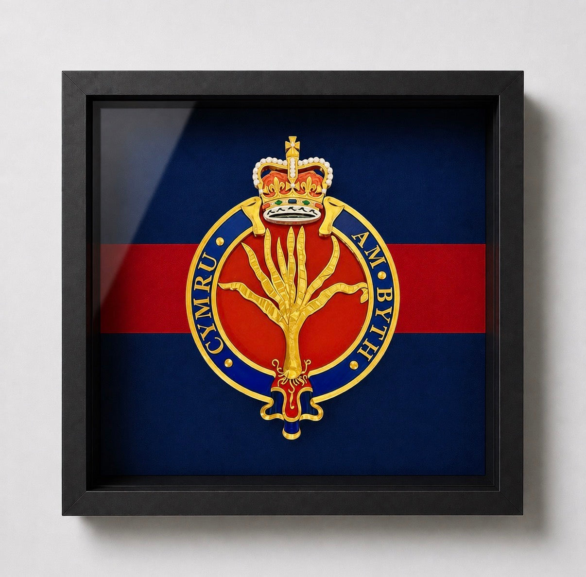 Welsh Guards Cap Badge Display Frame – Queen's Crown | Officially Licensed