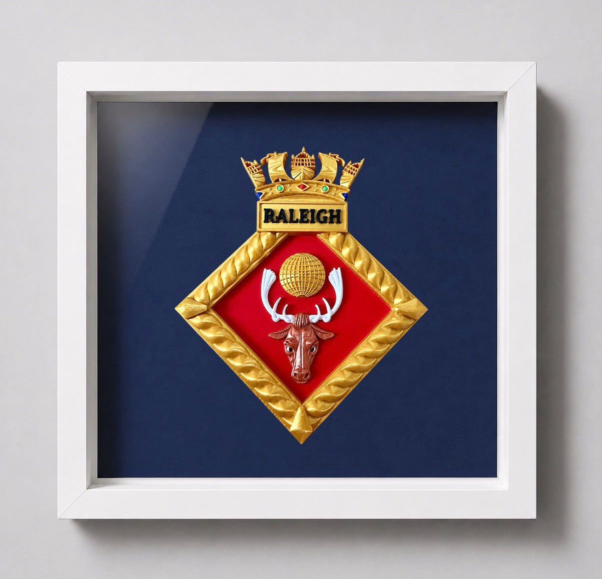 HMS Raleigh Royal Navy Crest Display Frame | Officially Licensed