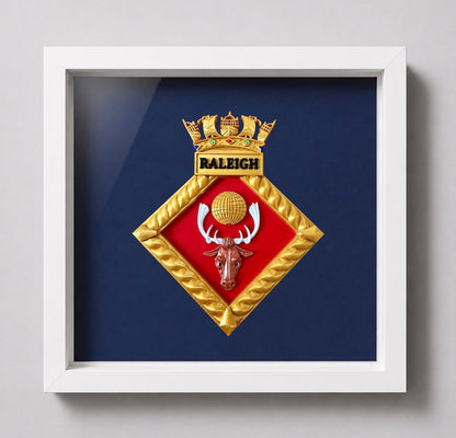 HMS Raleigh Royal Navy Crest Display Frame | Officially Licensed