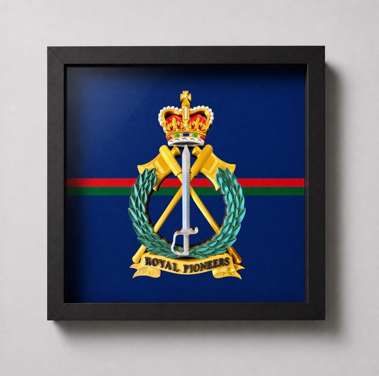 Royal Pioneers Full Colour Cap Badge Display Frame | Officially Licensed