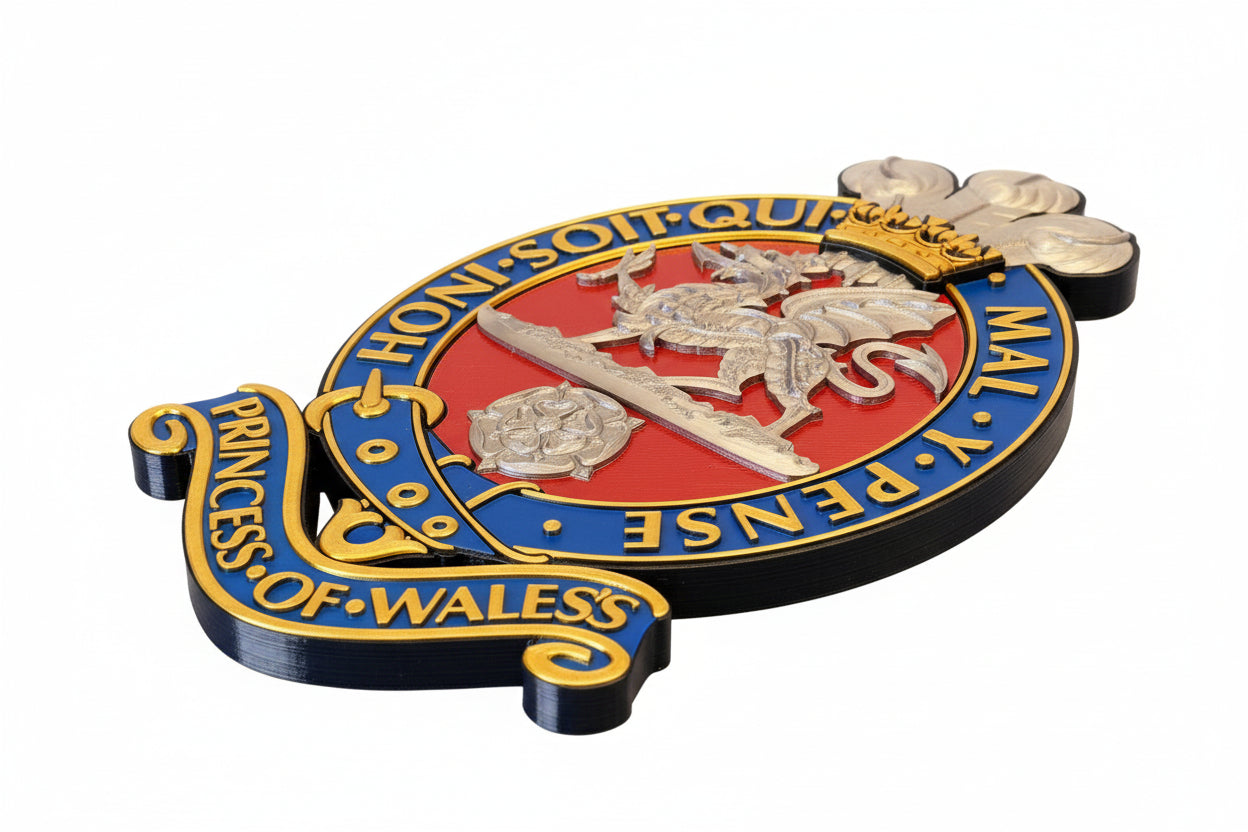 Princess of Wales's Royal Regiment Red & Silver Cap Badge