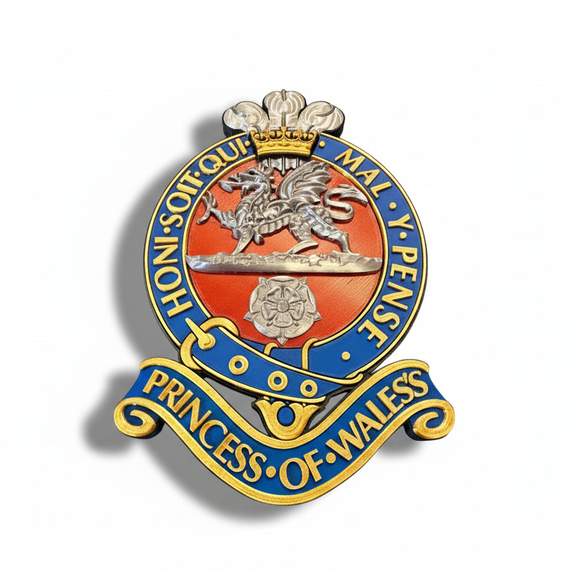 Princess of Wales's Royal Regiment Red & Silver Cap Badge