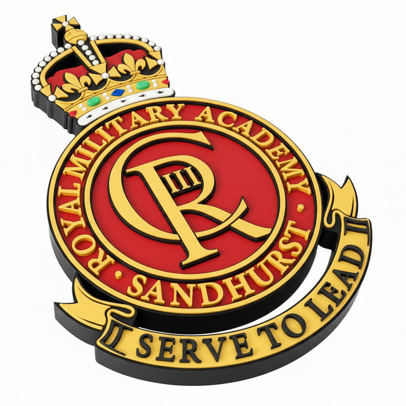 Royal Military Academy Sandhurst 3D Printed Cap Badge King's Crown