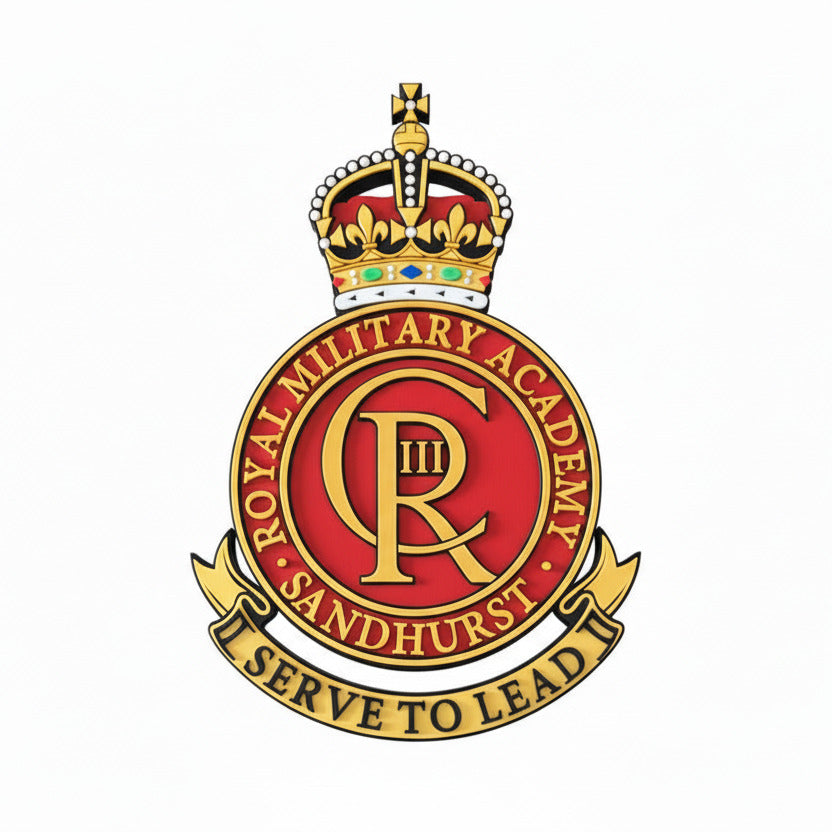 Royal Military Academy Sandhurst 3D Printed Cap Badge King's Crown