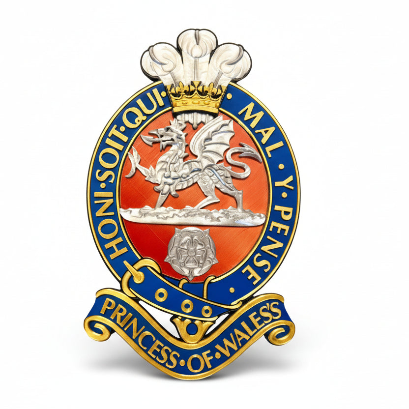 Princess of Wales's Royal Regiment Red & Silver Cap Badge