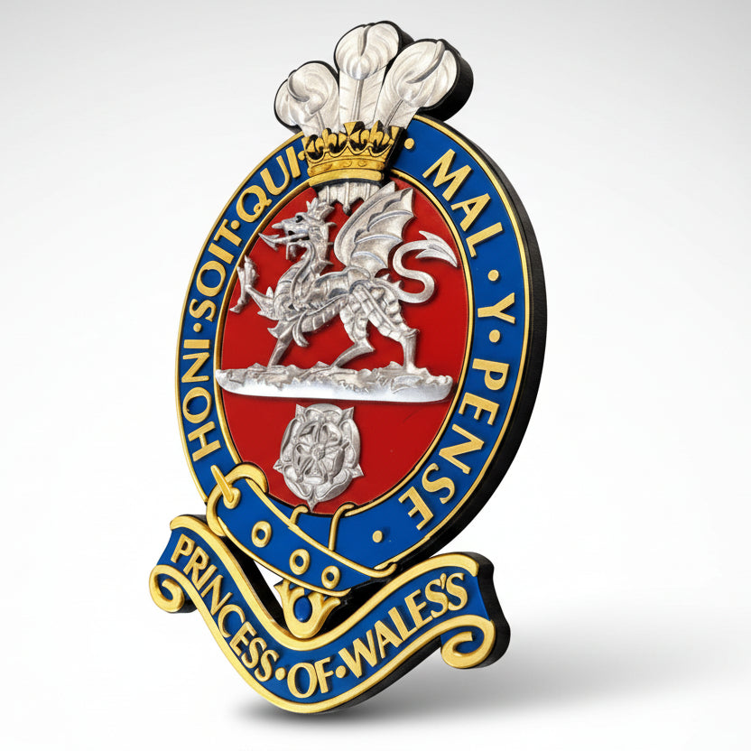 Princess of Wales's Royal Regiment Red & Silver Cap Badge