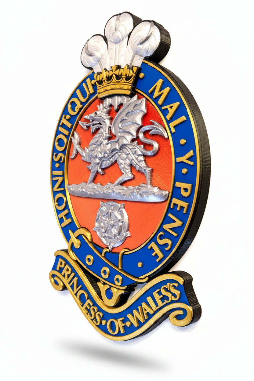 Princess of Wales's Royal Regiment Red & Silver Cap Badge