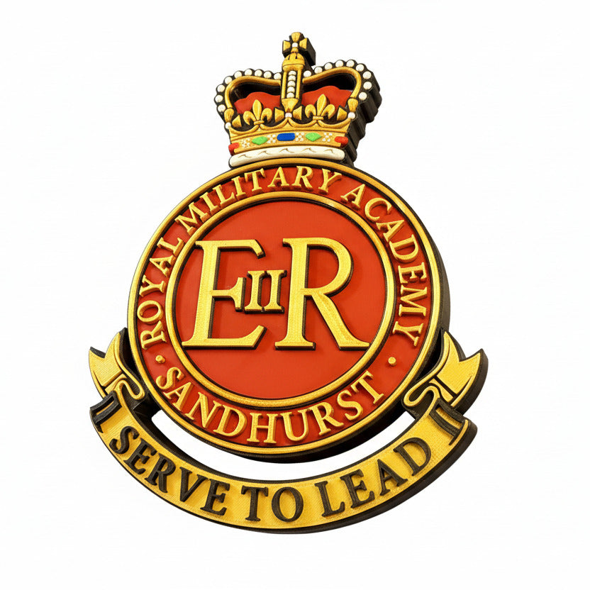 Royal Military Academy Sandhurst 3D Printed Cap Badge Queen's Crown