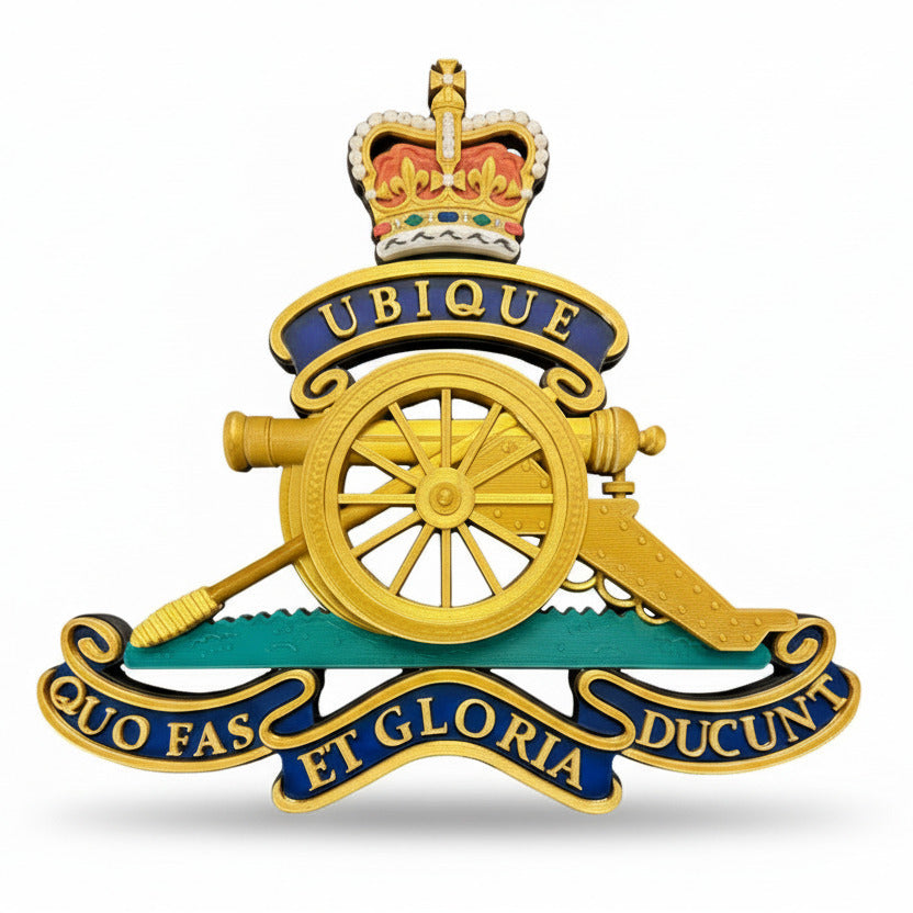 The Royal Regiment Of Artillery 3D Printed Cap Badge Queen's Crown