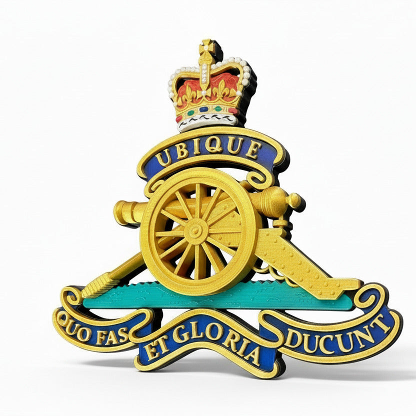 The Royal Regiment Of Artillery 3D Printed Cap Badge Queen's Crown
