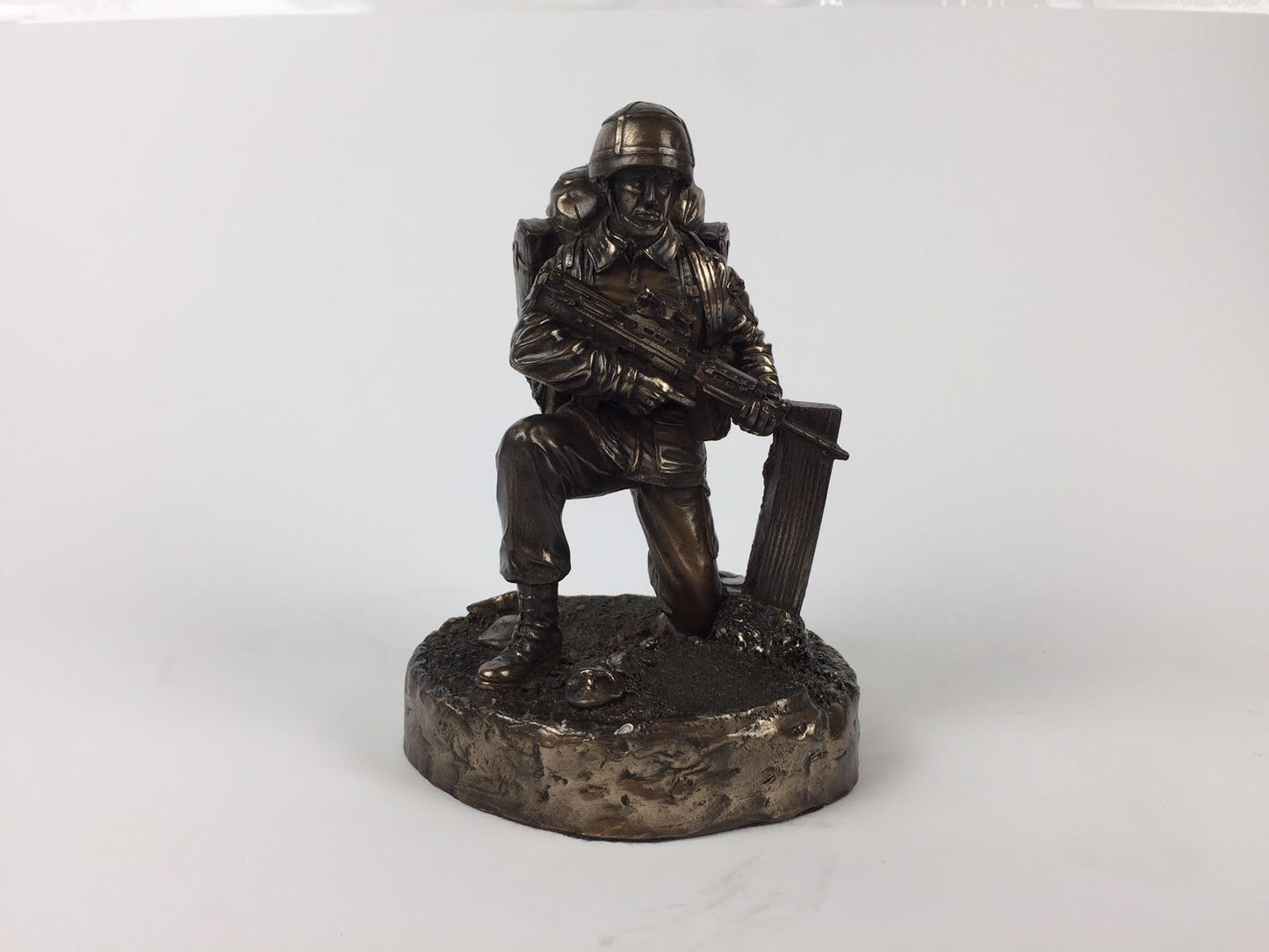 British Kneeling Soldier Cold Cast Bronze Military Statue | Handmade in England