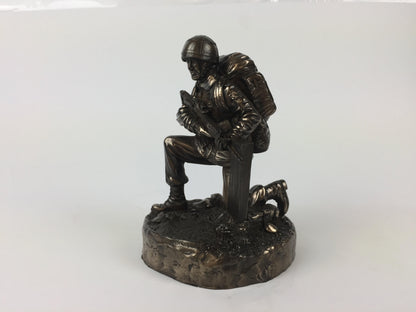 British Kneeling Soldier Cold Cast Bronze Military Statue | Handmade in England