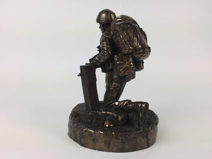 British Kneeling Soldier Cold Cast Bronze Military Statue | Handmade in England