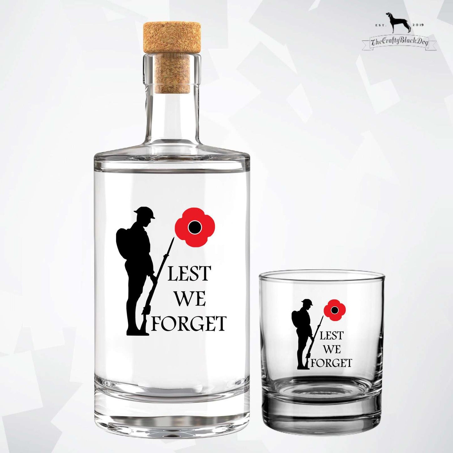 Lest We Forget - Soldier Paying Respects (Design 1) - Fill Your Own Spirit Bottle