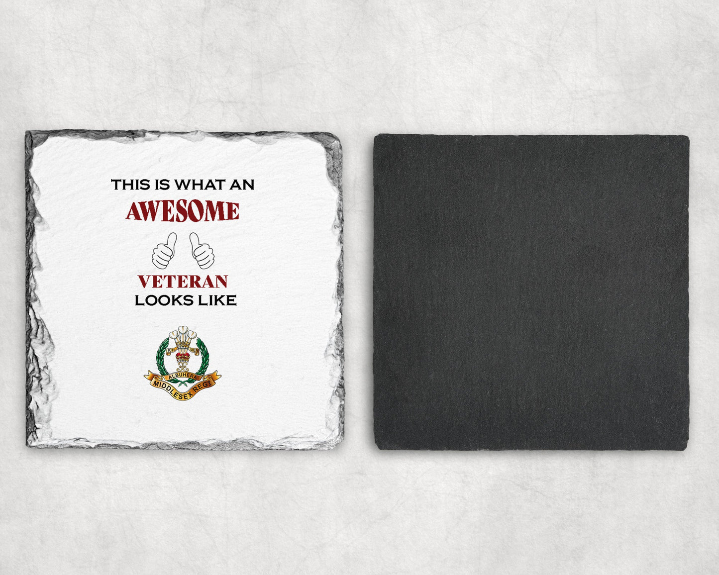 Middlesex Regiment - Veteran - Slate Coaster