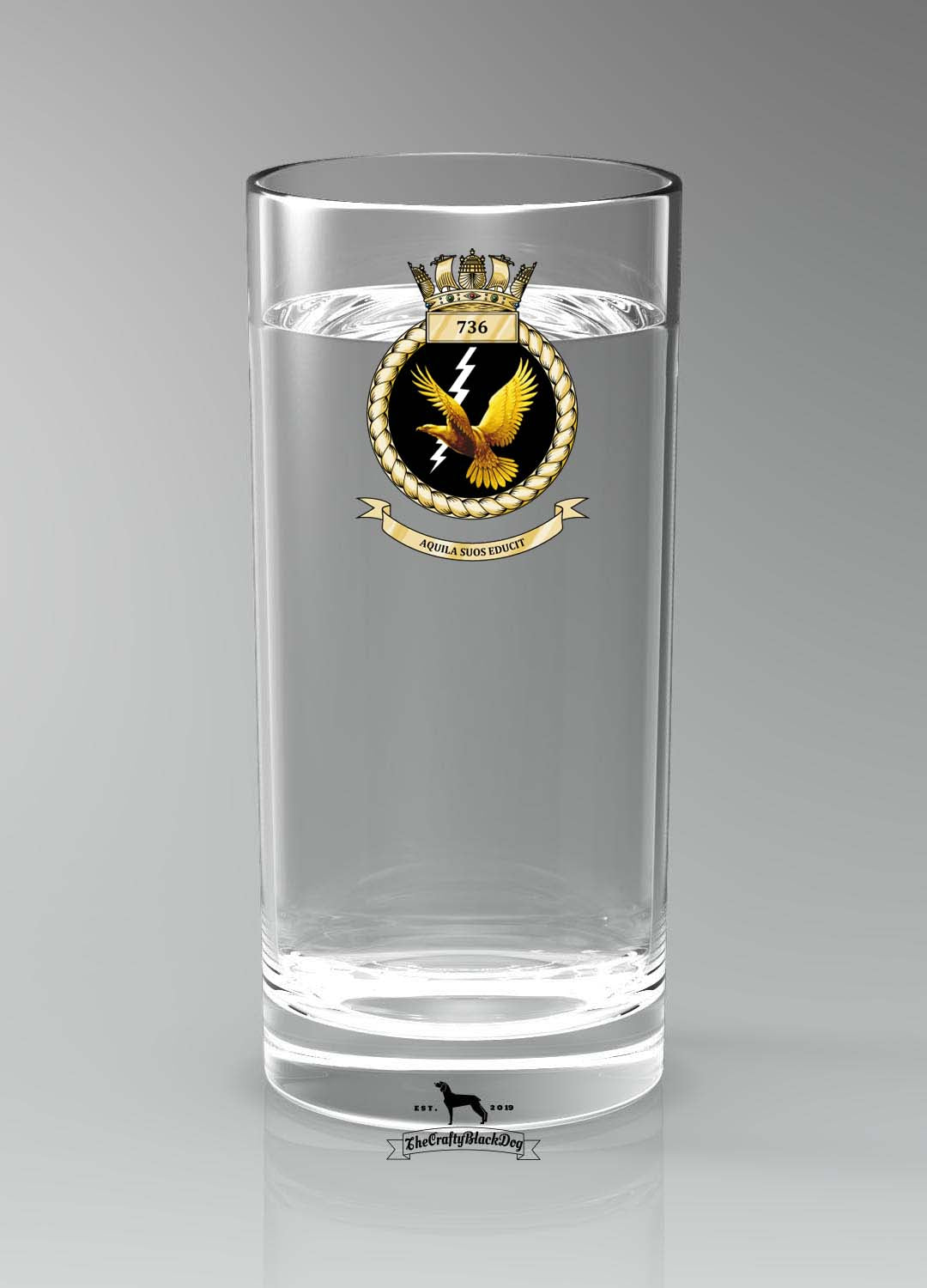 736 Naval Air Squadron - Straight Gin/Mixer/Water Glass