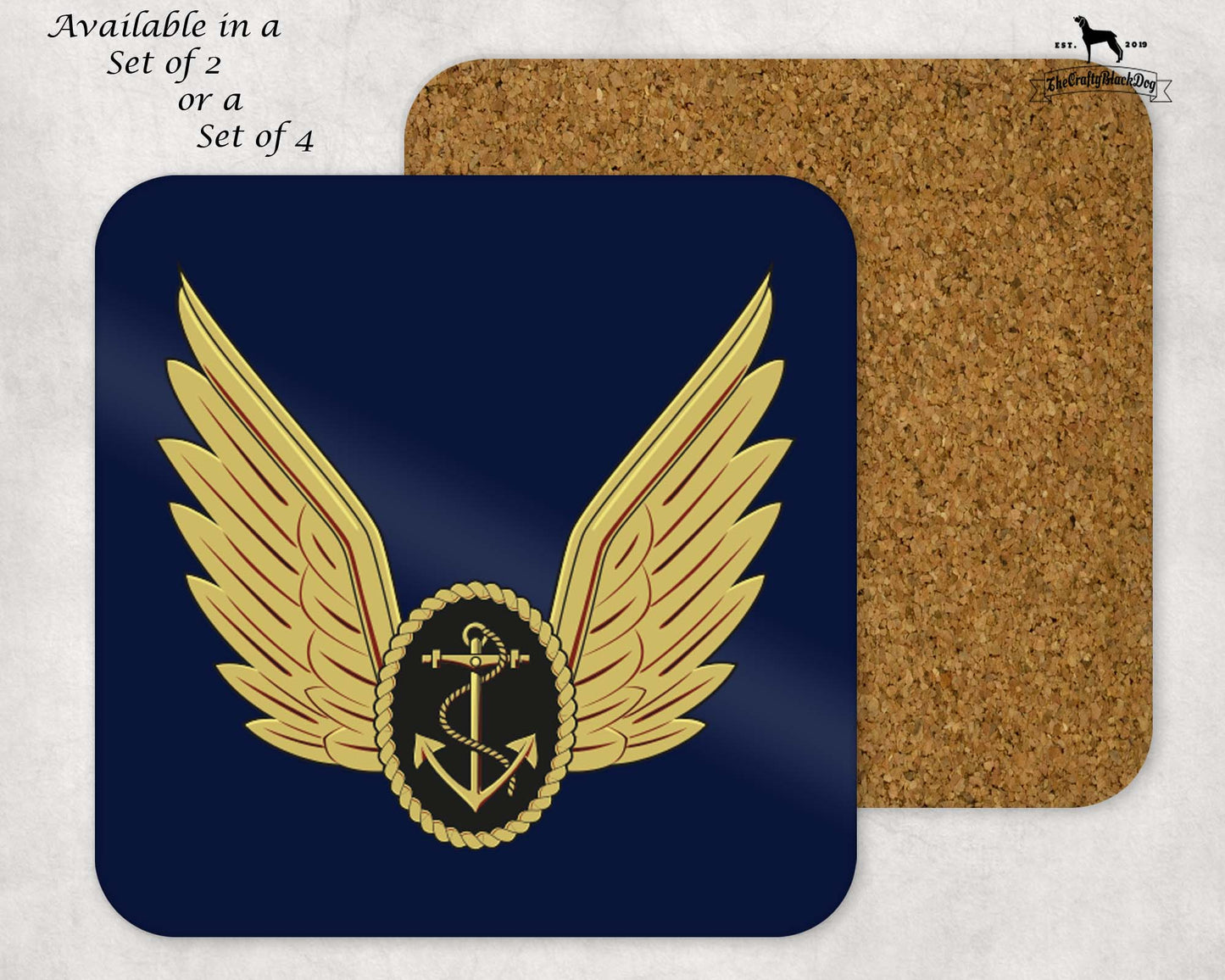 Royal Navy Aircrewman Wings - Coaster Set