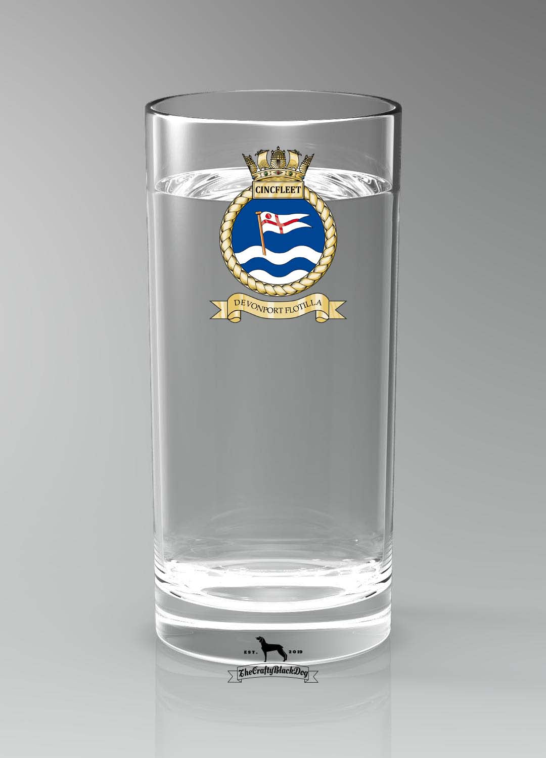 Commander Devonport Flotilla - Comdevflot - Straight Gin/Mixer/Water Glass