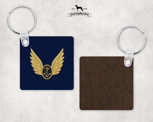 Royal Navy Aircrewman Wings - Square Key Ring