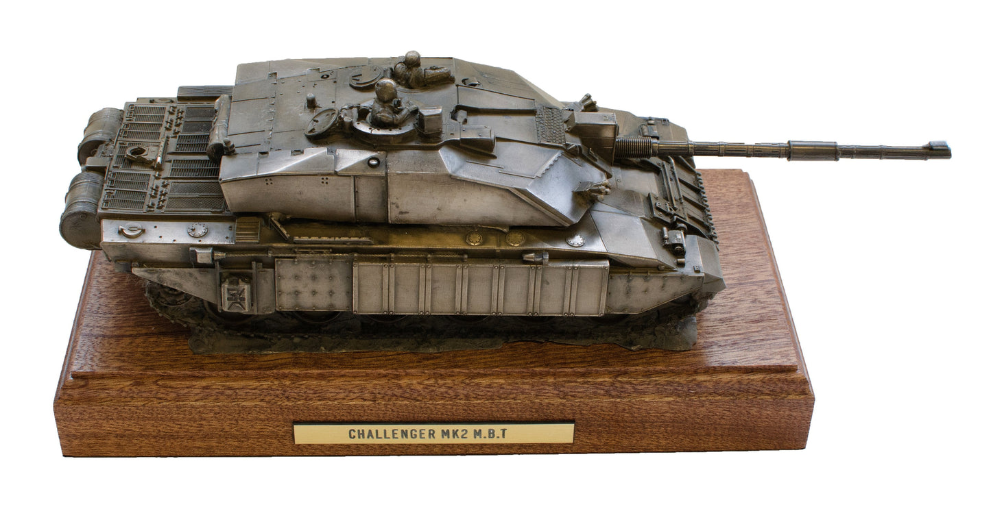 Challenger 2 Main Battle Tank Cold Cast Bronze Statue on Mahogany | Handmade in England