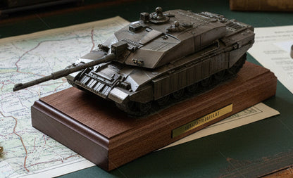 Challenger 2 Main Battle Tank Cold Cast Bronze Statue on Mahogany | Handmade in England