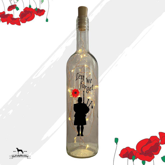 Lest We Forget - Bagpiper - Bottle with lights