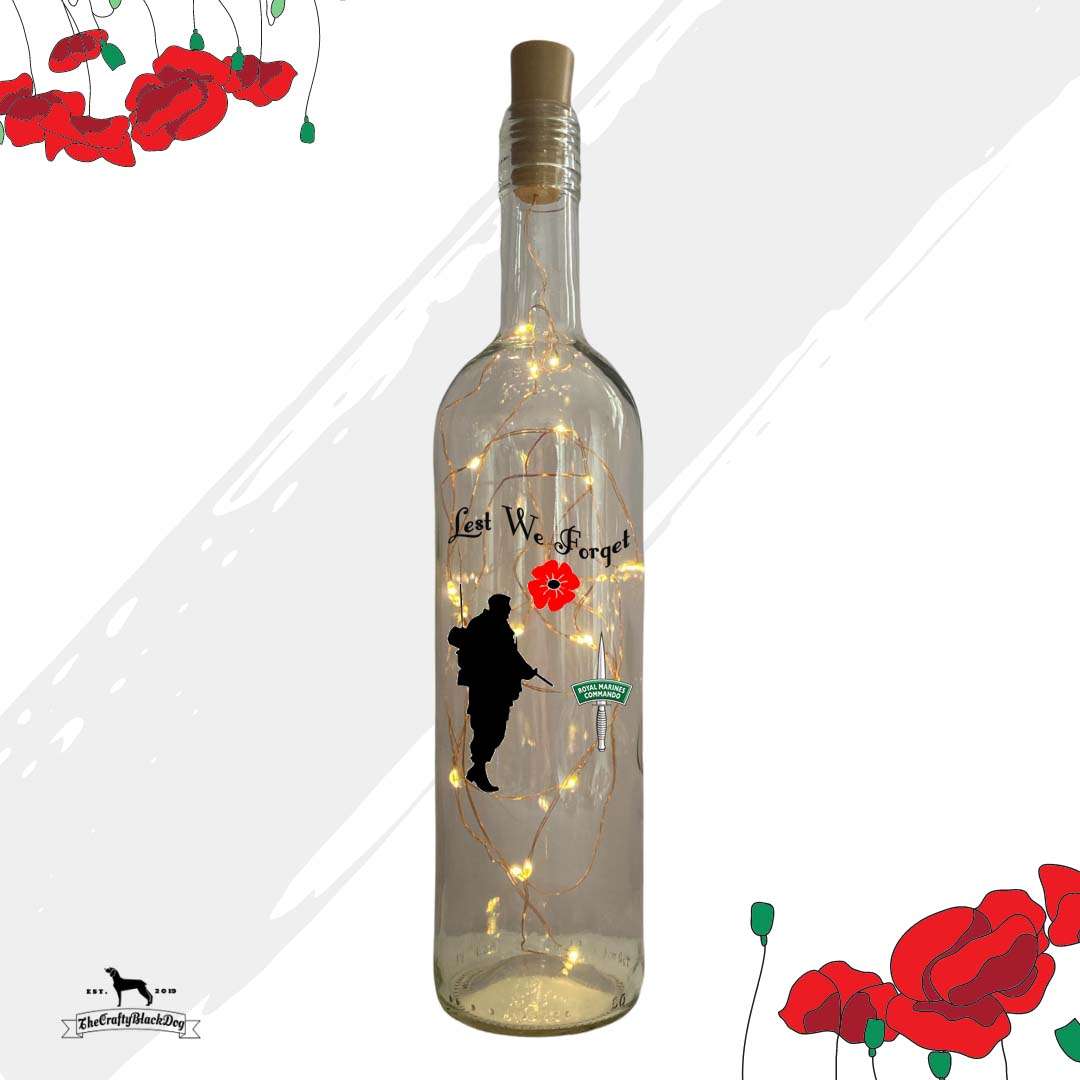 Lest We Forget - Royal Marines - Bottle with lights