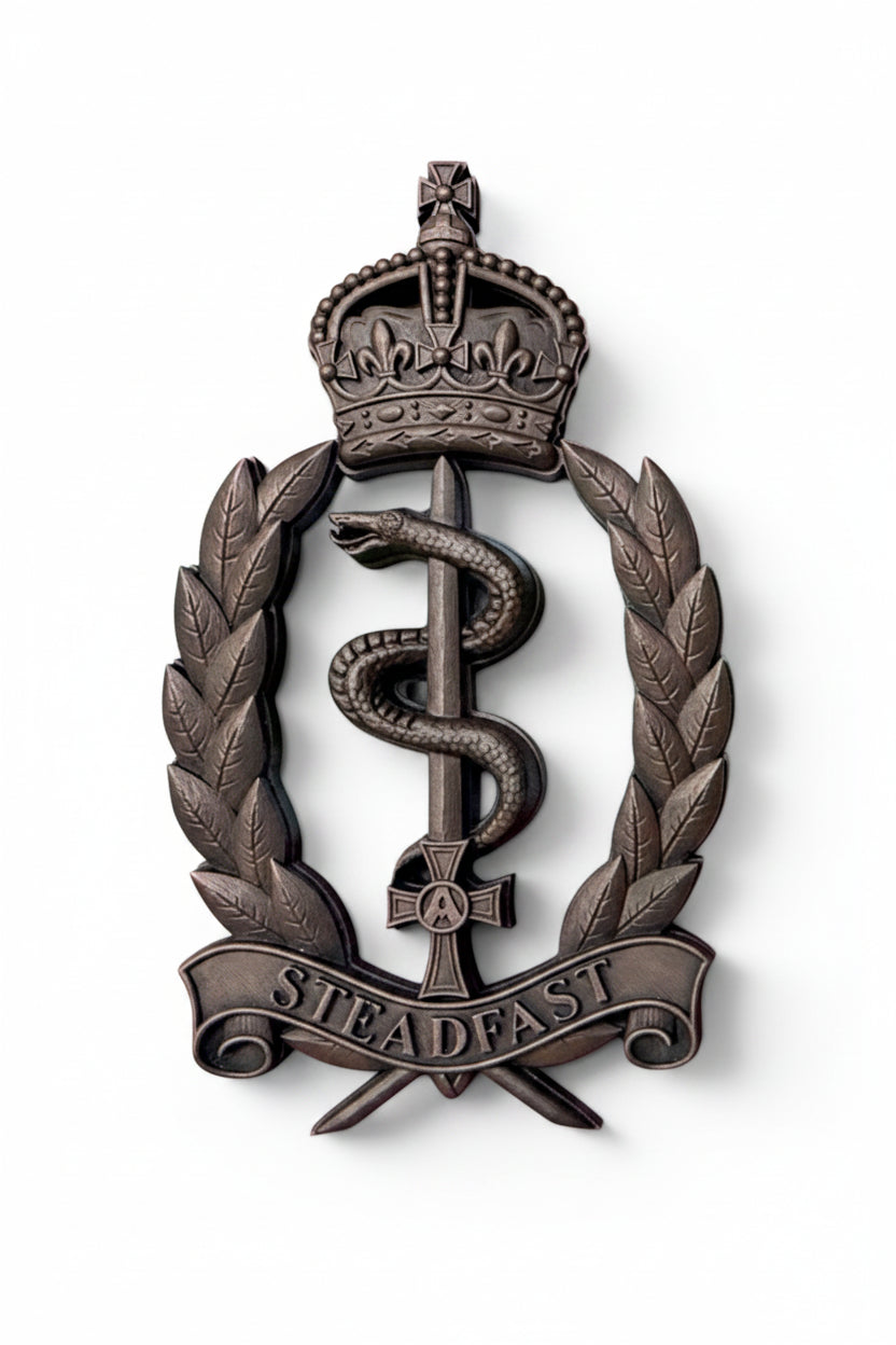 Royal Army Medical Service Brass Hand Painted Cap Badge