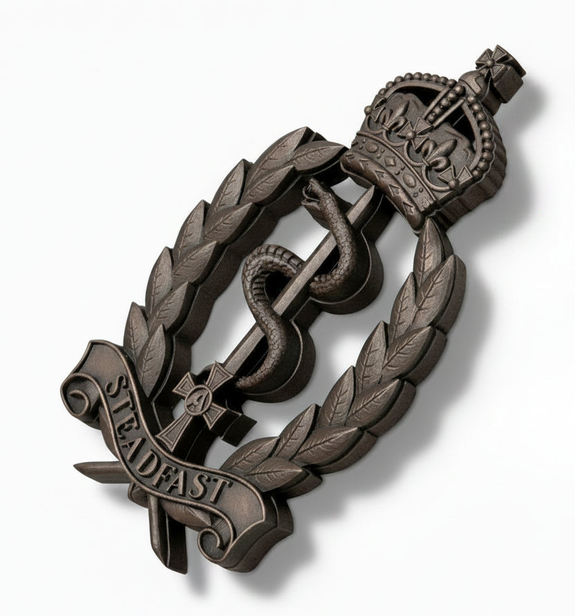 Royal Army Medical Service Brass Hand Painted Cap Badge