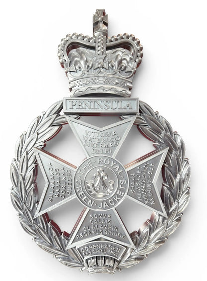 Royal Green Jackets Silver XL Cap Badge | Officially Licensed
